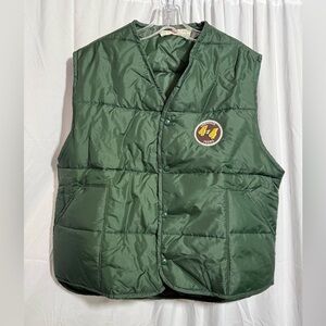 King Louie Vintage Green Puffer Vest w/ 4x4 Livestock Feeds patch sz XL (BNRJEO)